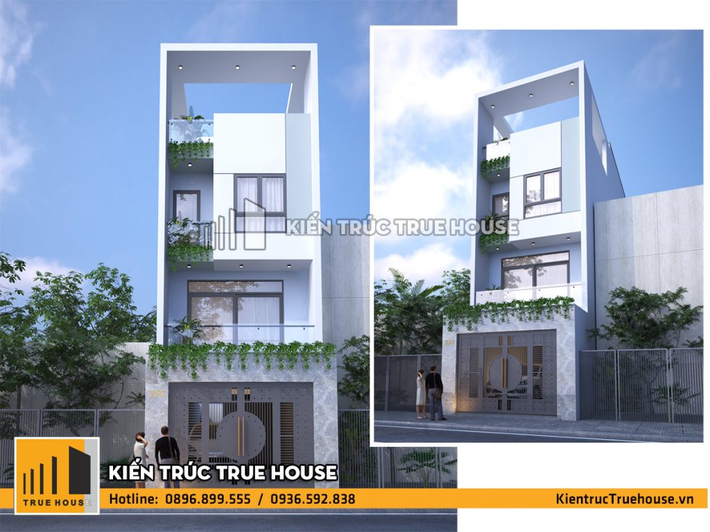 Mau nha o gia dinh 4 tang 5mx21m kien truc hien dai dep tai Sai Gon